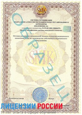 Образец сертификата соответствия (приложение) Добрянка Сертификат ISO 13485